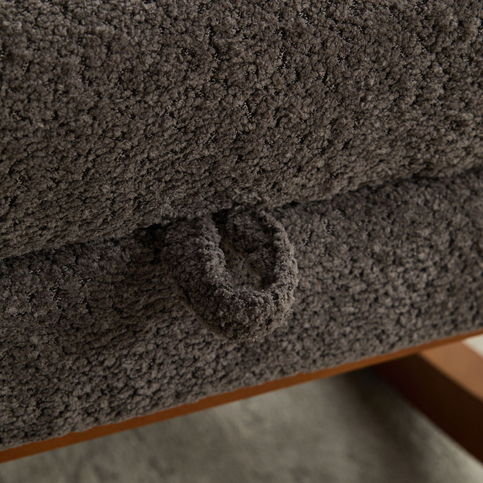 High Back Glider Rocking Chair With Retractable Footrest And Rubber Wood Legs