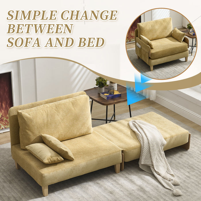 Mid Century Modern Foldable Sofa Bed, 3 In 1 Convertible Sleeper With 3 Pillows