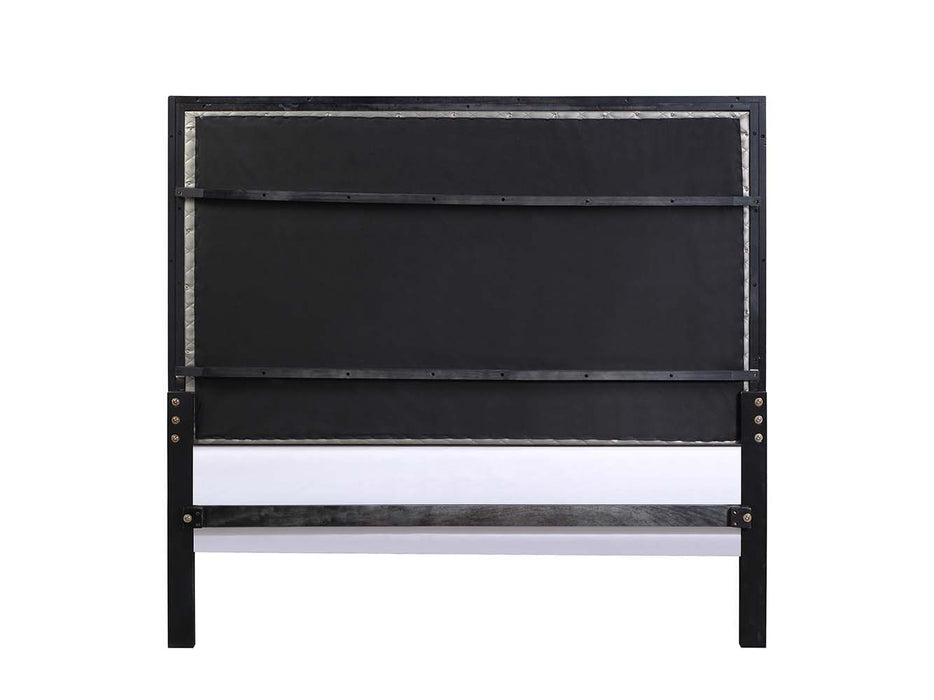 Nicola - Queen Bed - Silver Synthetic Leather & Black