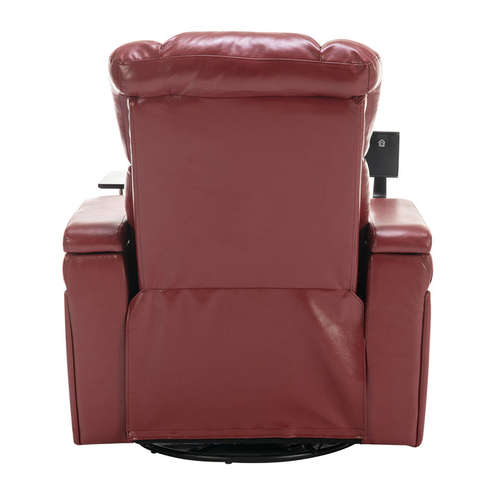 270 Degree Swivel Power Recliner With Tray Table, Phone Holder, Cup Holder, USB Port