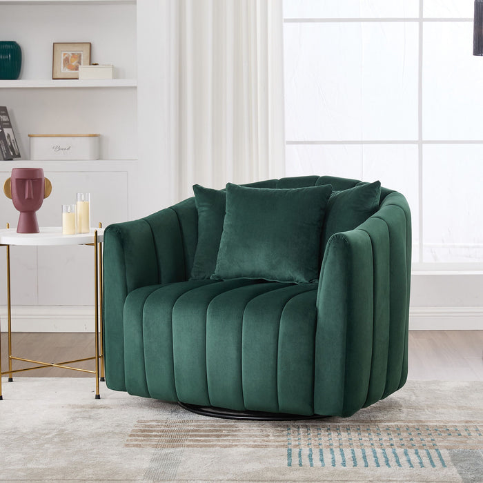 Upholstered Oversized 360° Swivel Accent Barrel Chair And Half Cozy Sofa With 3 Pillows