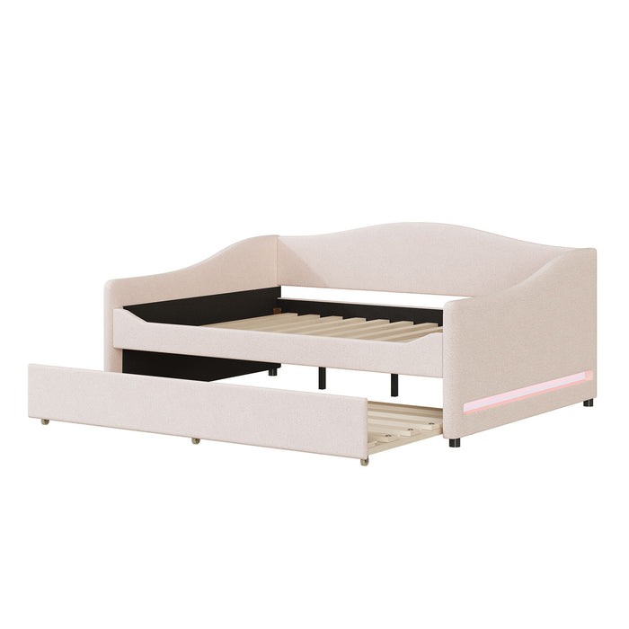 Upholstered Daybed With Light And Trundle