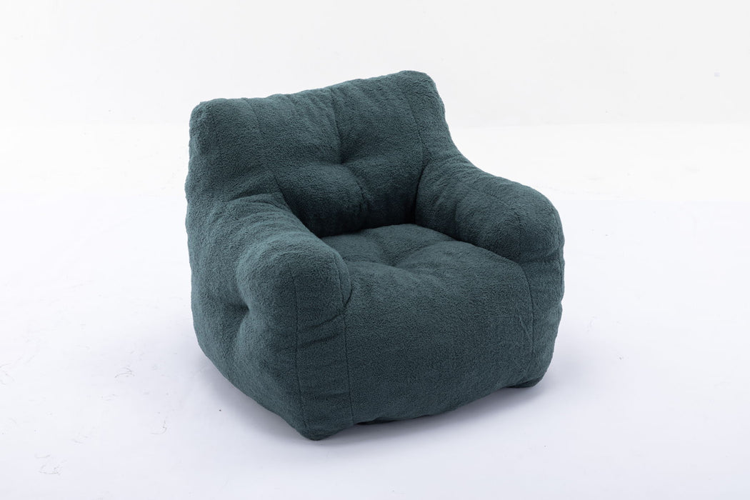 Soft Tufted Foam Bean Bag Chair With Teddy Fabric Green