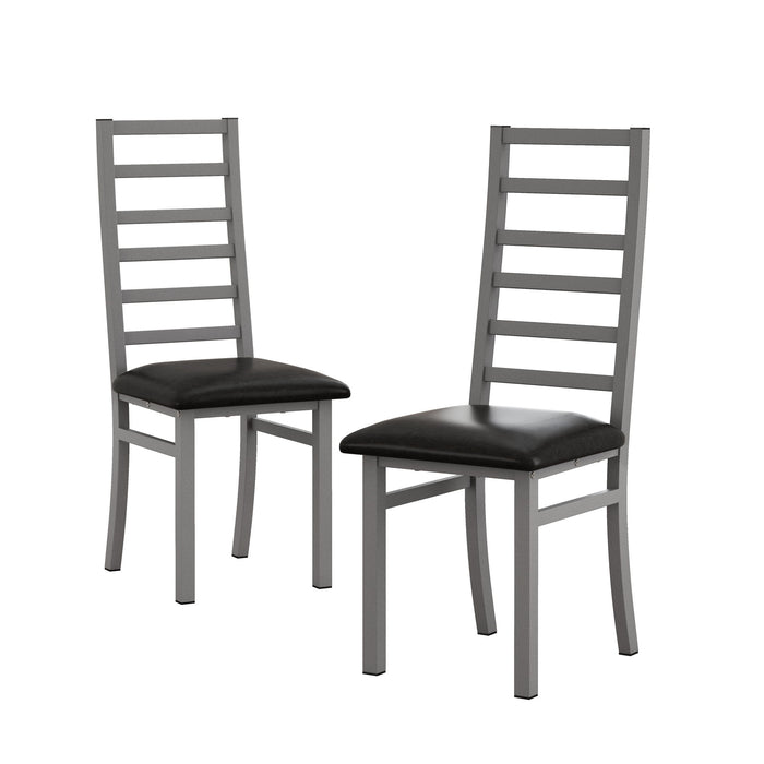 Metal Dining Chairs With Steel Legg, High Back Armless Design