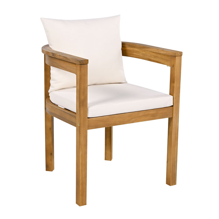 Abaco - Outdoor Patio 7 Pieces Dining Set With Chairs And Table - Teak / Beige