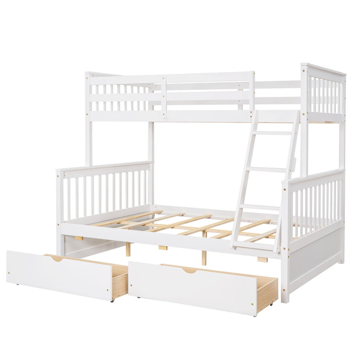 Bunk Bed With Ladders And 2 Storage Drawers