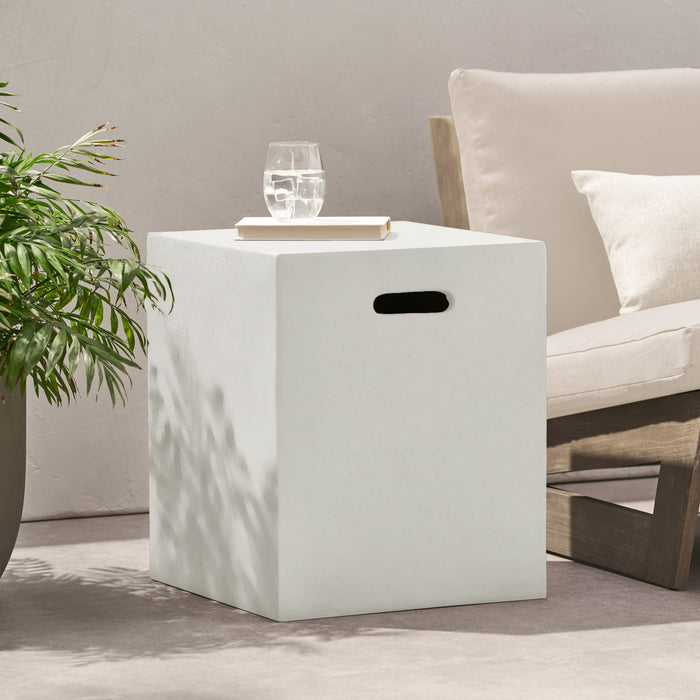 Modern Tank Holder Side Table With Smooth Concrete Surface