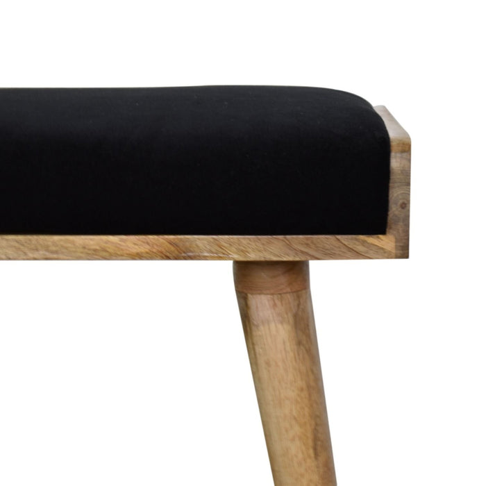 Velvet Tray Style Footstool - Black