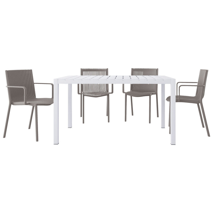 4 Modern Stackable Armchair Matched With Long Table