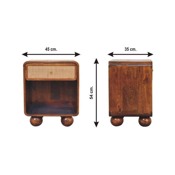 Open Woven Bedside Table, 1 Drawer - Chestnut