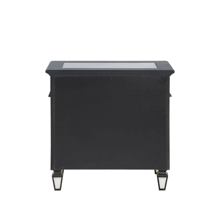 Varian II - Nightstand - Mirrored, Black & Sliver