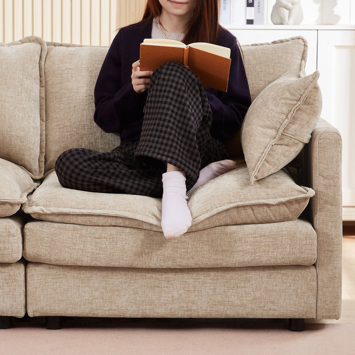 Contemporary Modular Sectional Sofa Set With Movable Ottoman