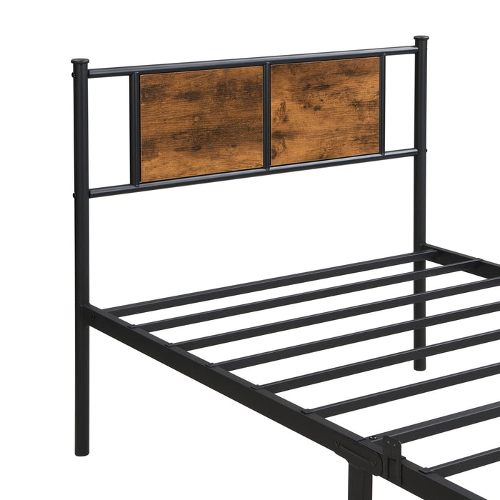 Modern Metal Bedframe With Headboard, Durable Steel Structure