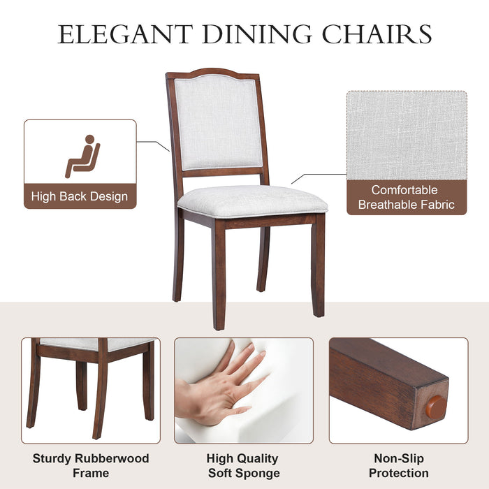 6 Piece Extendable Dining Table Set, Wood Table With Removable Leaf, 4 Upholstered Chairs And Bench - Cherry