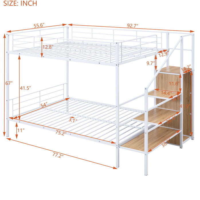 Bunk Bed With Lateral Storage Ladder And Wardrobe