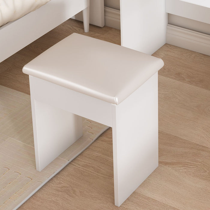 Modern Mini Dressing Table With Led-Lit Mirror & Hidden Storage, Adjustable Brightness Vanity Desk - White