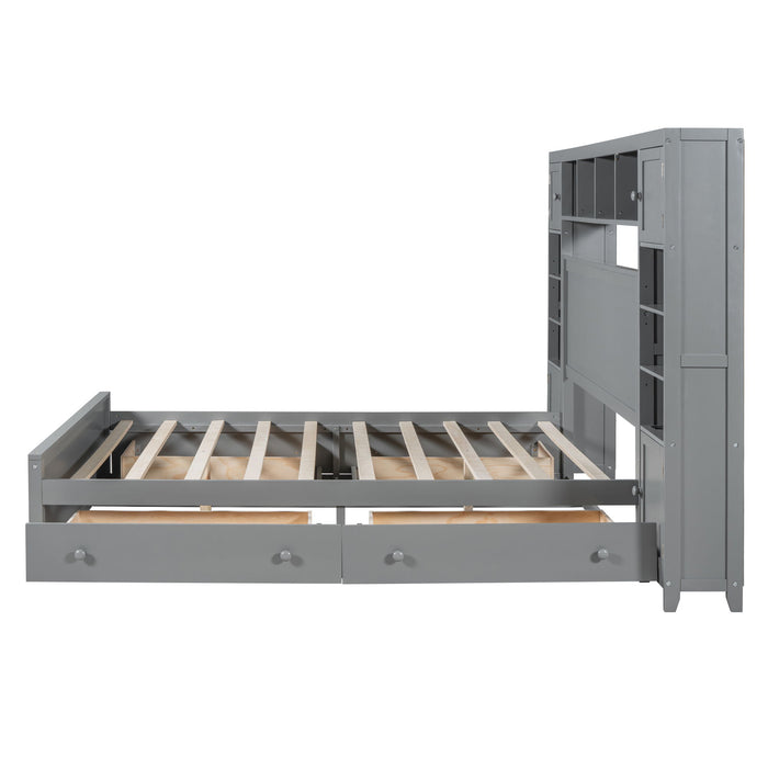 Bed With All In One Cabinet, Shelf And Sockets