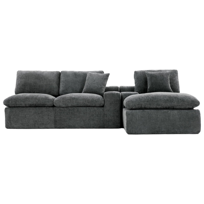 Cloud Sectional Sofa With Double Layer Cushion And Side Pockets, Free-Combined