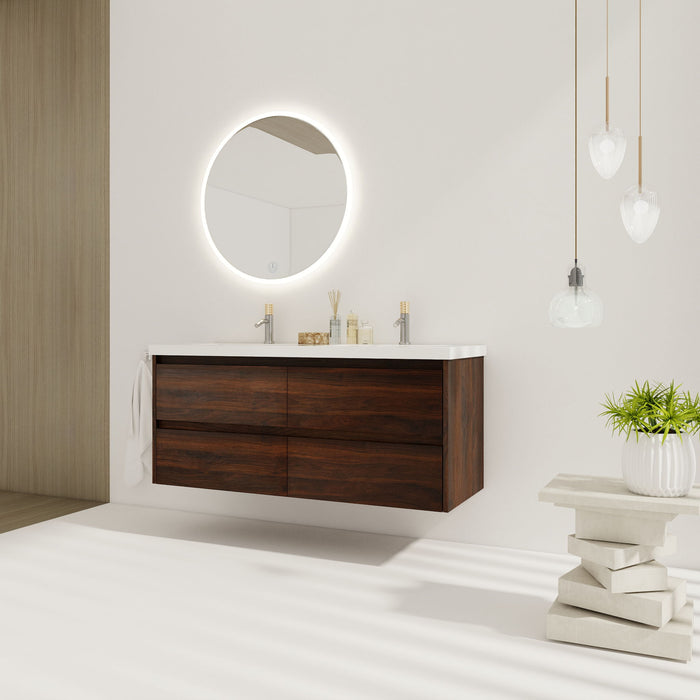 Modern Floating Bathroom Vanity With Dual Resin Sink, Soft Close Drawers