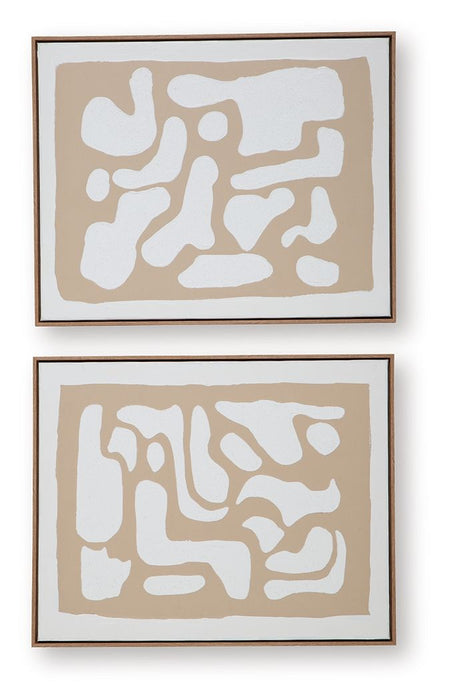 Waldett - Wall Art Set (Set of 2) - Beige / White