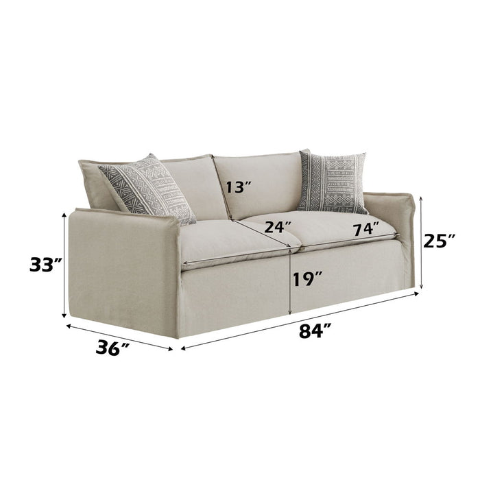 Upendo - Sofa With 2 Pillows - Beige Linen