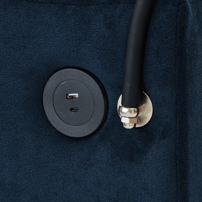 Modern Style Armchair Chaise Lounge Sofa Couch With Movable Storage Ottoman, USB Ports, Cup Holders, Phone Holder, Side Pockets