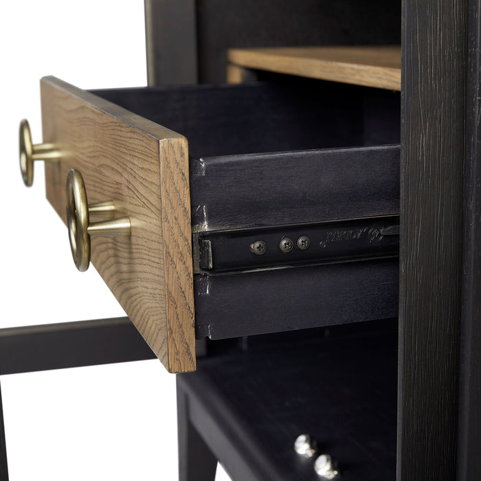 Glass Door Nightstand - Black