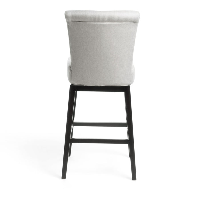 Quicksilvered - Upholstered Swivel Counter Stool With Wood Legs - Beige