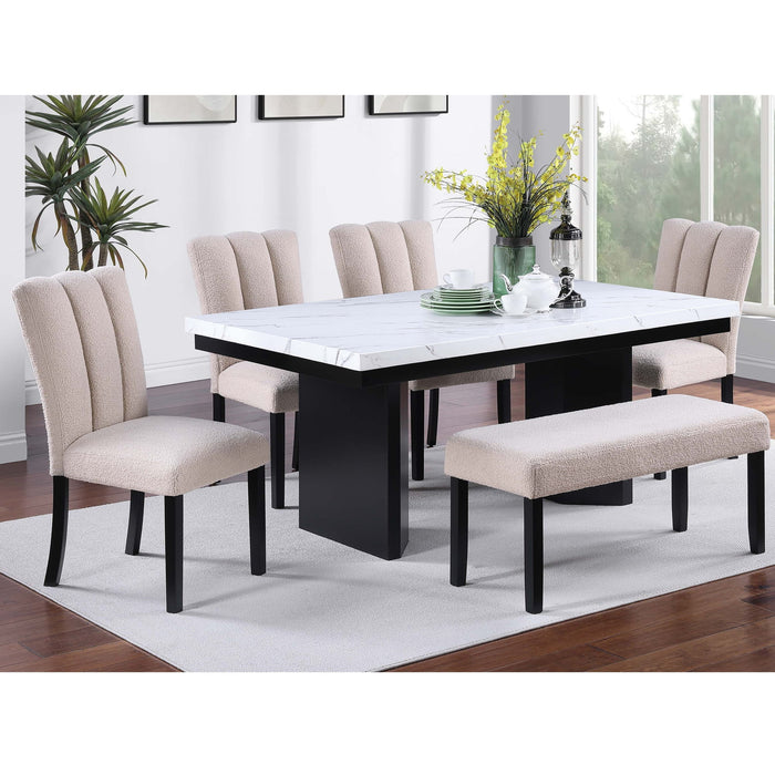 Dining Bench Upholstered - Black / Black / Neutral / Neutral