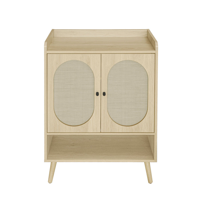 2 Door Shoe Rack, Freestanding, Modern Shoe Storage Cabinet, For Entryway - Natural