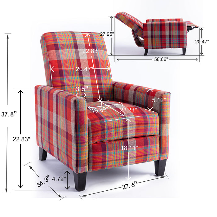 Red Recline Chair, The Red Cloth Chair Is Convenient For Home Use, Comfortable And The Cushion Is So Ft, easy To Adjust Backrest Angle