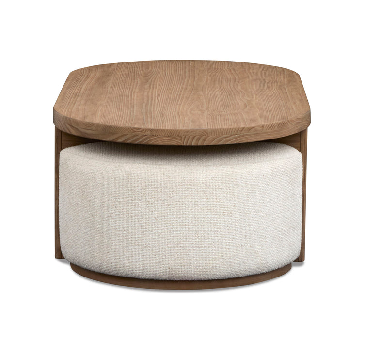 Hayden - Lift Top Storage Cocktail Table With Casters And Two Upholstered Stools - Golden Oat