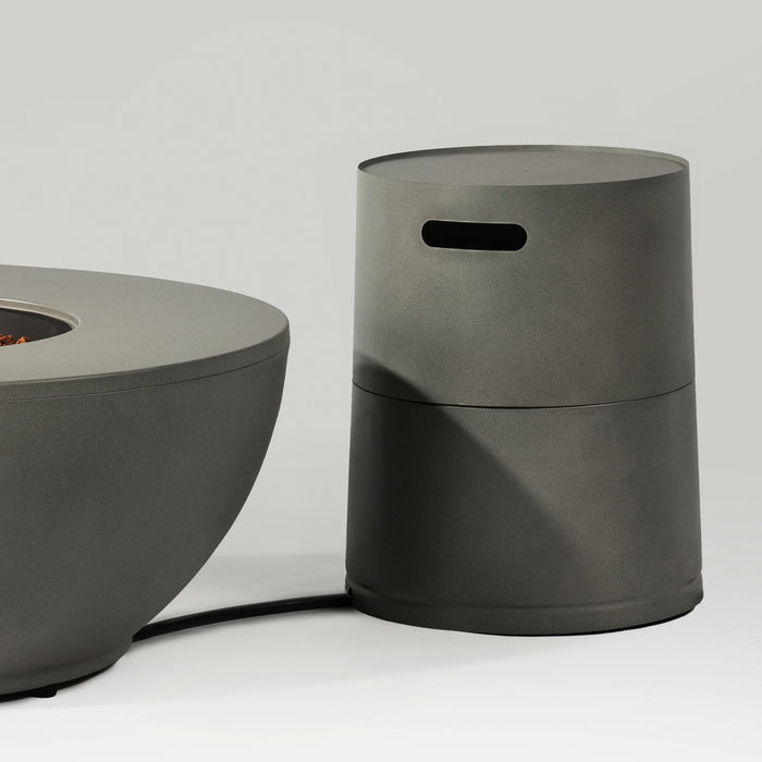 Steel Propane Tank Cover Round Tank Holder Hide Away Side Table - Gray