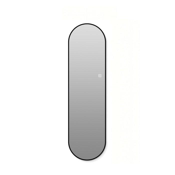 Capsule Shaped Dimmable LED Full Length Wall Mirror With Frame - Silver