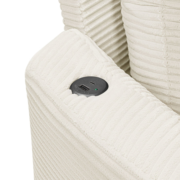 Oversized Double Chaise Lounge Sofa With USB Ports