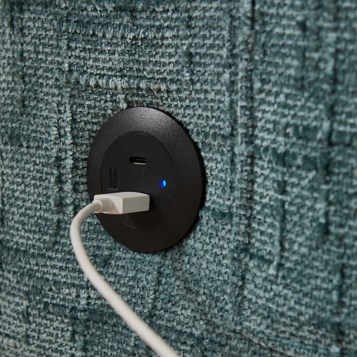 Chenille 2 Seater Sofa With LED Light, USB Charging Port, And Storage Bag