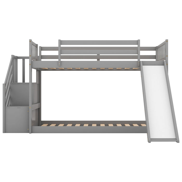 Bunk Bed With Convertible Slide And Stairway