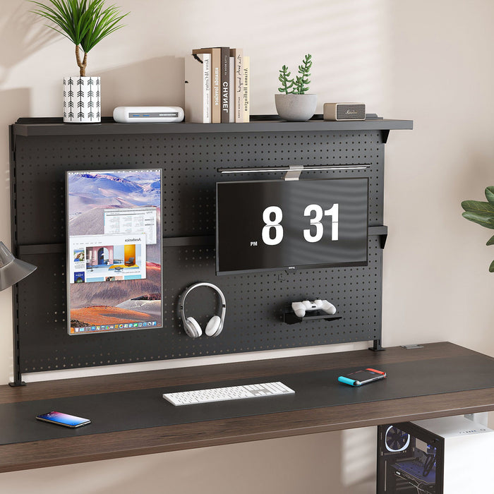 Clamp On Desk Pegboard With Single Monitor Stand