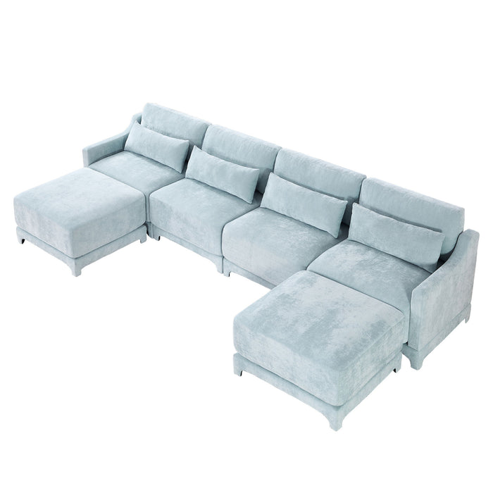 Stylish Sofa With Ottoman And Lumbar Pillows, Ergonomic Design