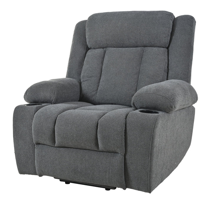 Power Lift Recliner Chair With Extended Footrest, Remote Control, Cup Holders, And Side Pockets