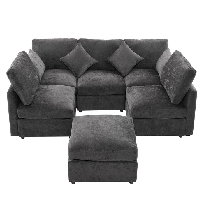 Sectional Sofa Modular U-Shaped With Ottoman & USB Ports