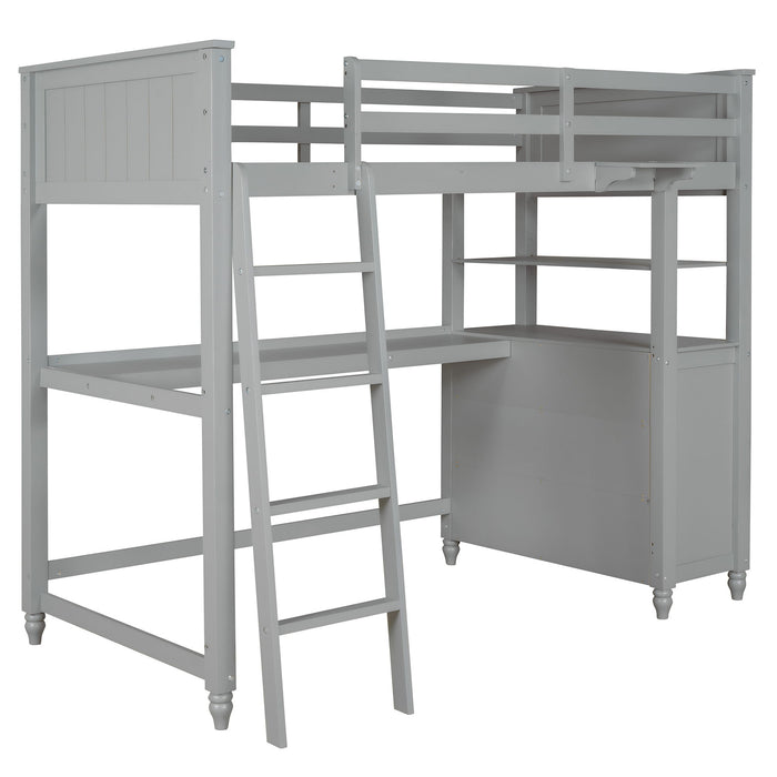 Loft Bed With Drawers With Desk And Shelves