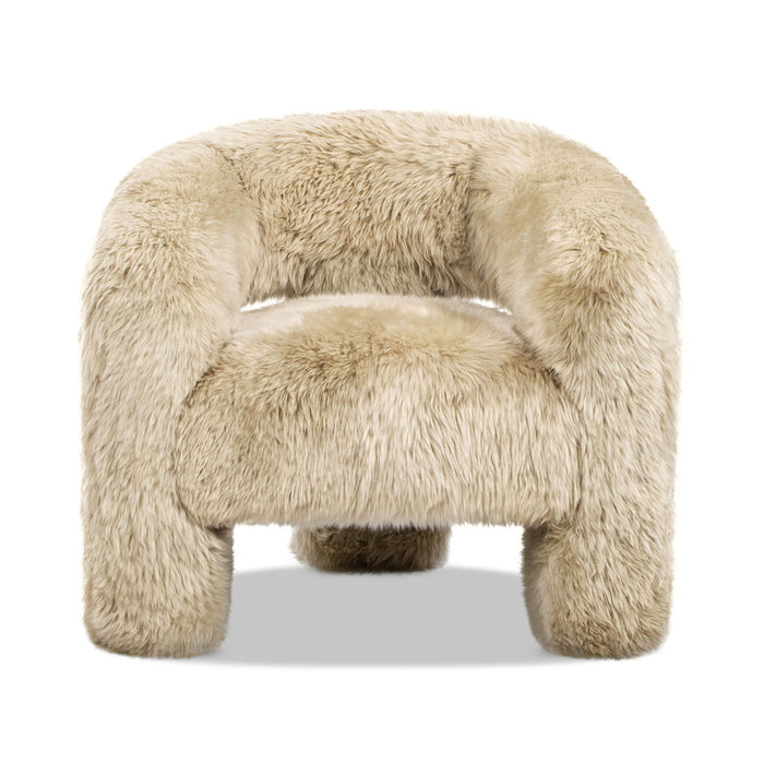 Avalon - Genuine Sheepskin Fur Split Barrel Back Accent Chair - Natural Blonde