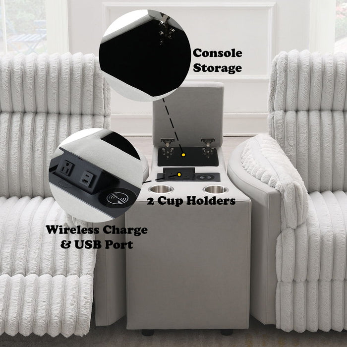 Emee - Console With USB - Gray Corduroy