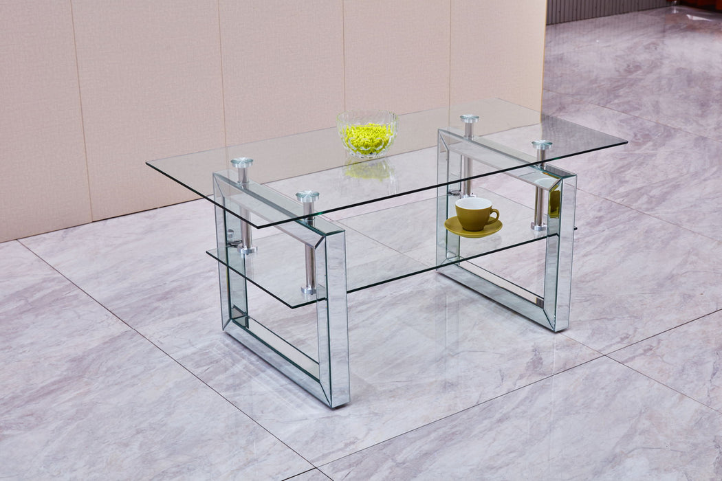 W 39 4" X D 19.7 " X H 17.7" Transparent Tempered Glass Coffee Table, Coffee Table
