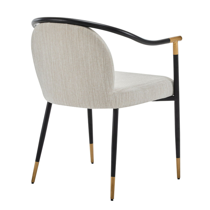 Modern Upholstered Dining Chair With Sleek And Design Fabric And Metal (Set of 2) - Beige / Black