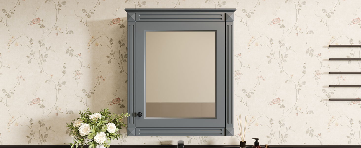 Wall Mounted Bathroom Storage Cabinet With Mirror, Medicine Cabinet With Height Adjustable Shelf