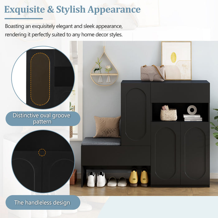 Elegant 2 In 1 Shoe Cabinets With Soft Cushion Versatile Shoe Rack Organizer With Adjustable Shelves