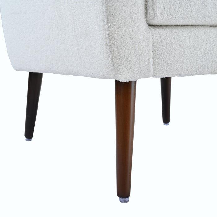Modern Accent Chair, Chenille Arm Chairs For Living Room, Upholstered Mordern Armchair, Comfy Soft Padded Lounge Chair In Small Space, Bedroom, With Pillow, Solid Wood Leg