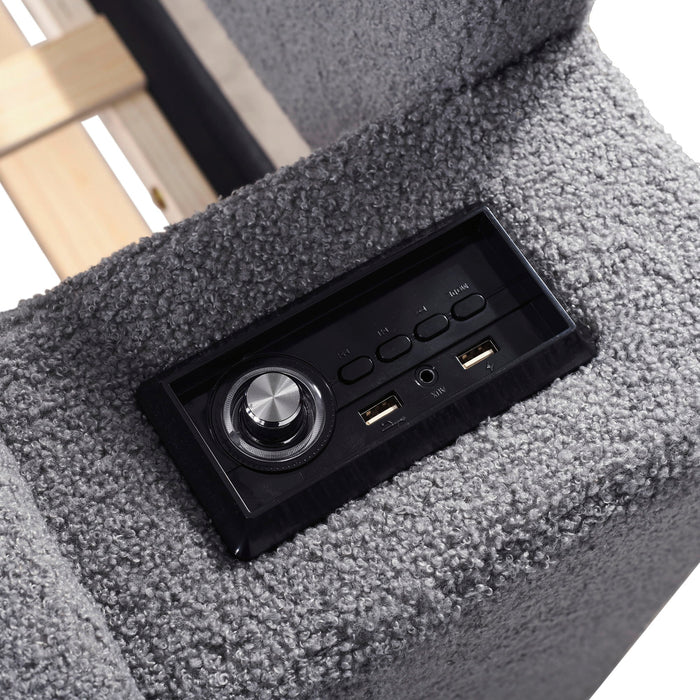 Upholstered Daybed With Storage Armrests, Trundle And Latest Integrated Bluetooth Audio System